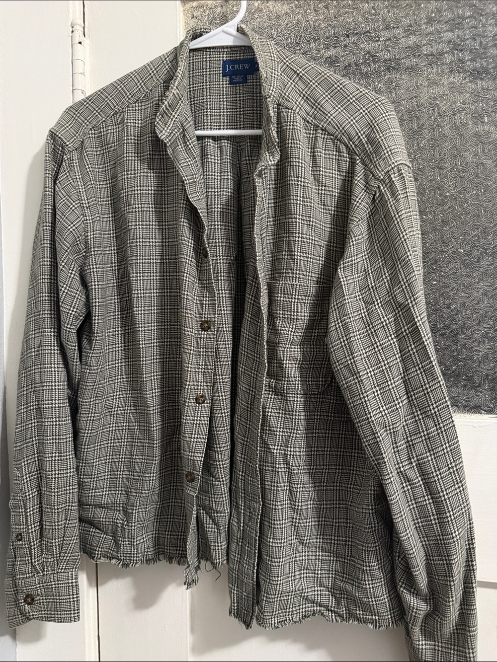 J. Crew green & White Plaid Lightweight Shirt Jacket